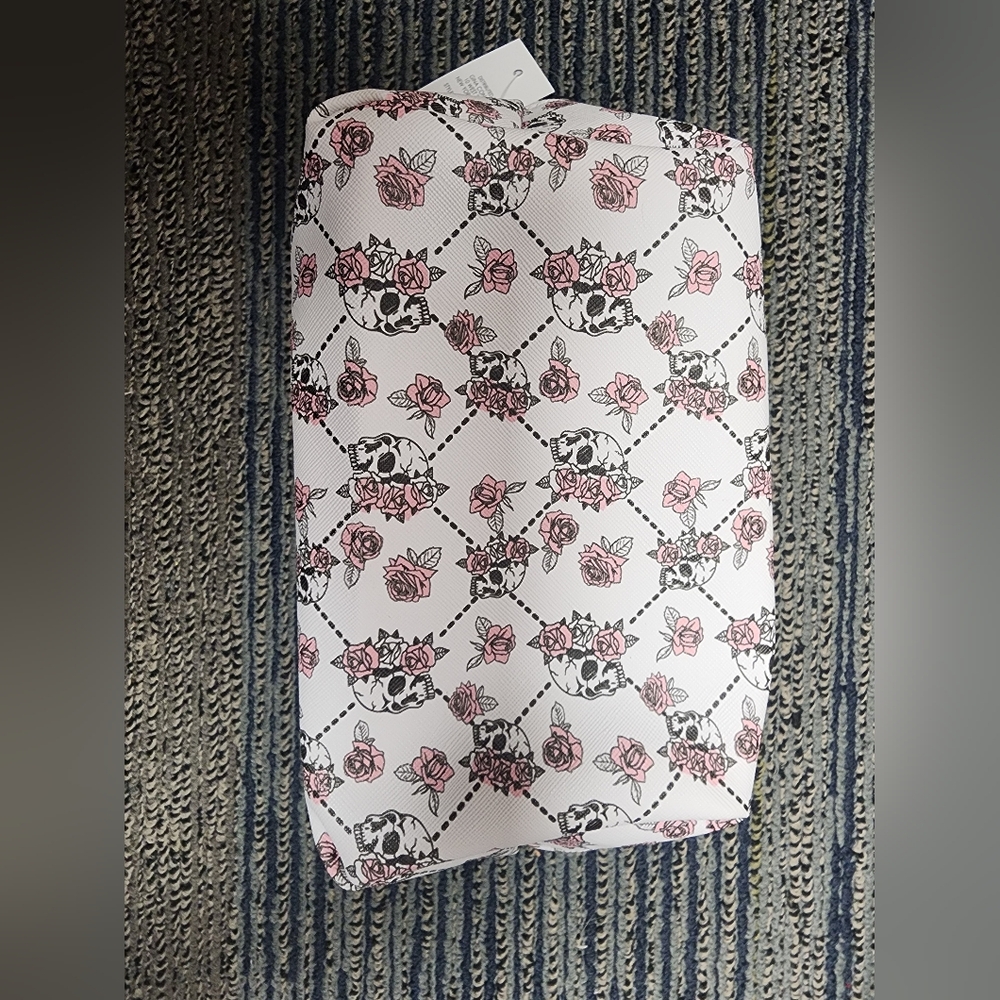 Floral Skull Print Makeup Bag